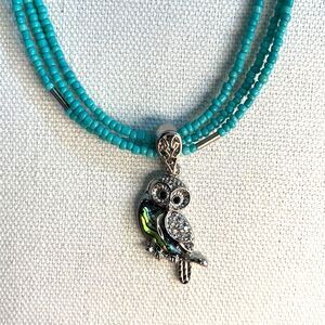 Beaded Necklace with Owl Pendant